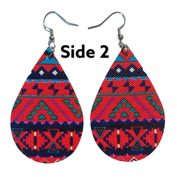 Faux Leather Teardrop Dangle Earrings - Picture 3 of 4